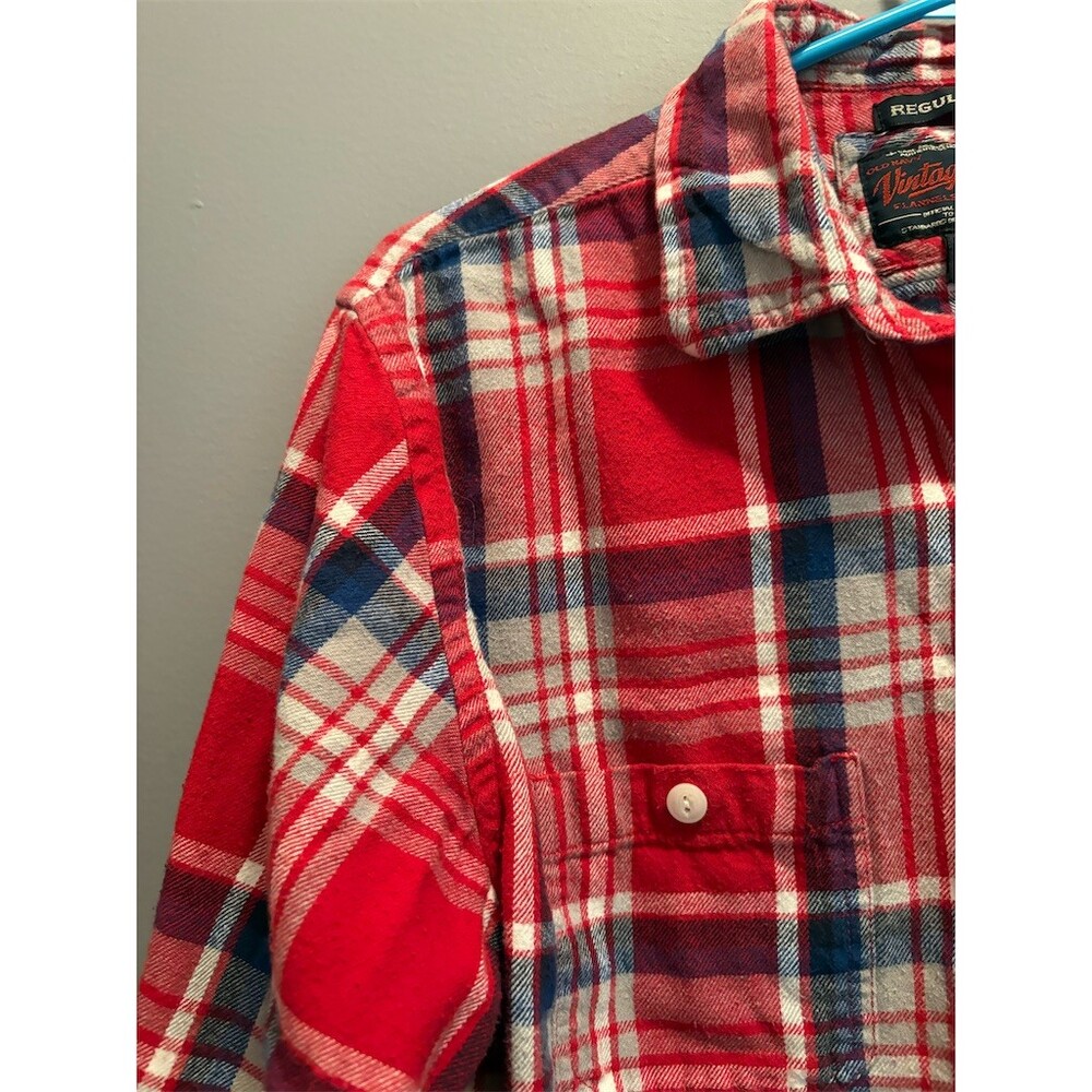 Old Navy Vintage Men's Plaid Flannel Button-Up Shirt Size M Fisherman - Picture 6 of 9